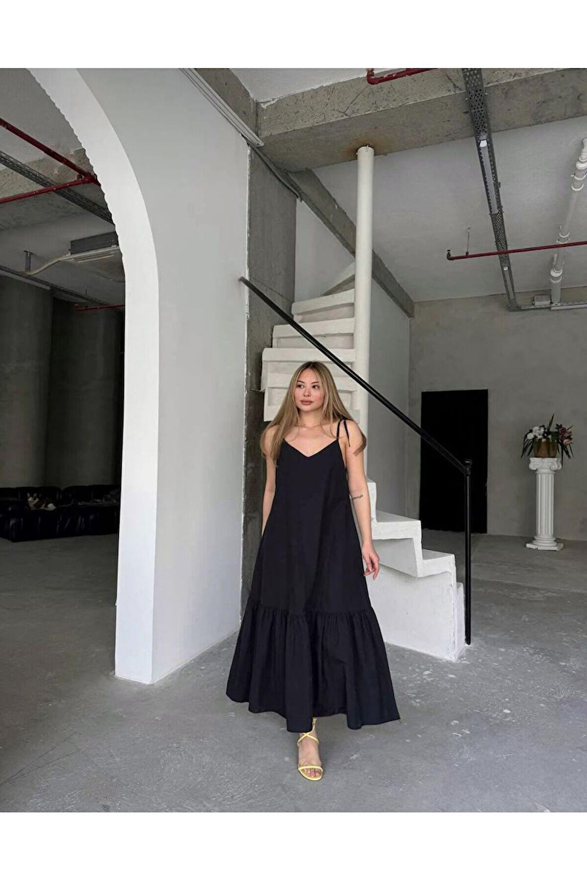 Poplin Kumaş Ayarlanabilir Askılı Elbise