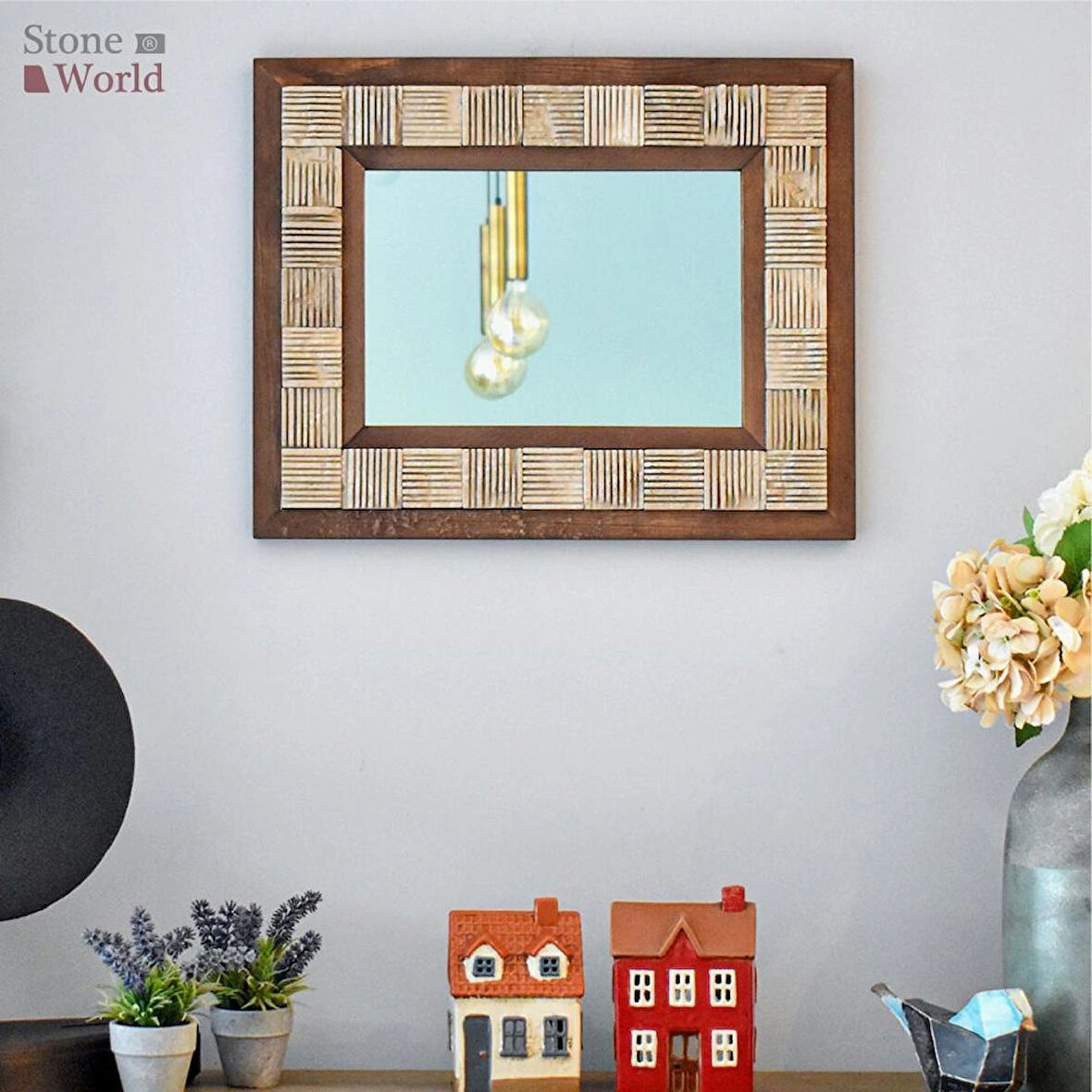 Scratch Bej Mermer Dekoratif Ayna – 40×50 cm