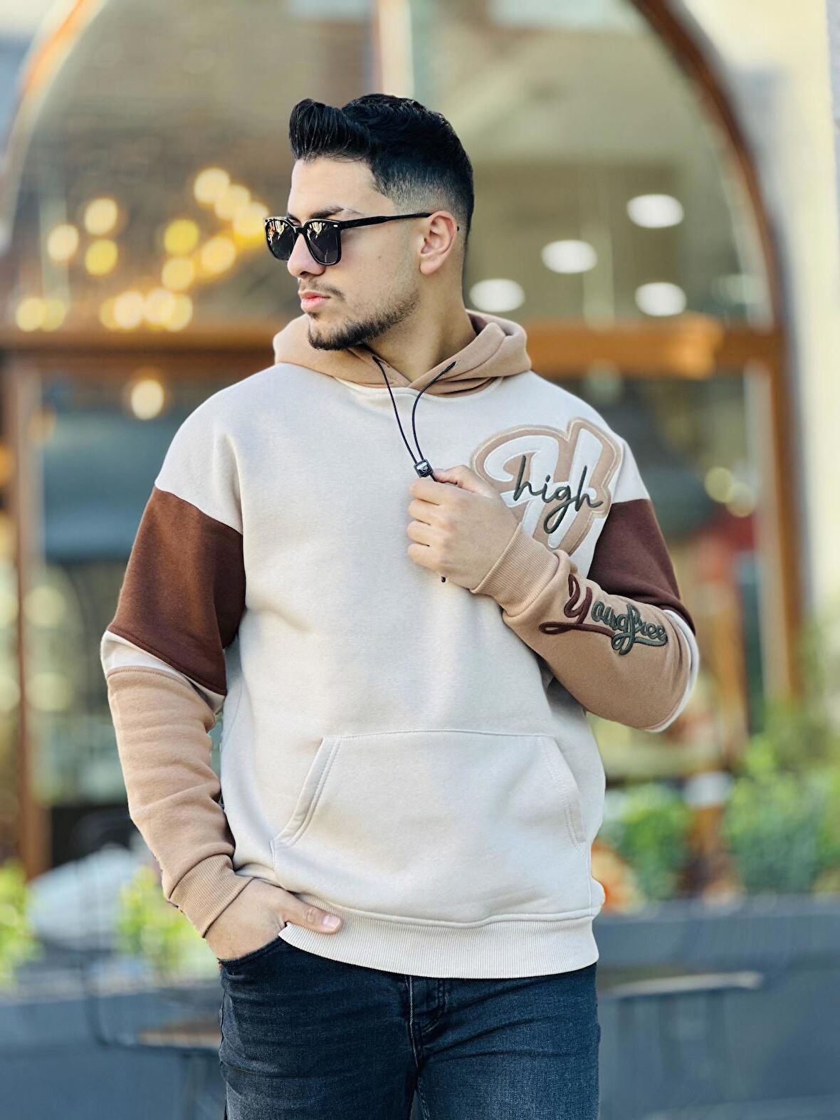 Miron High Nakışlı Oversize Sweatshirt - Bej