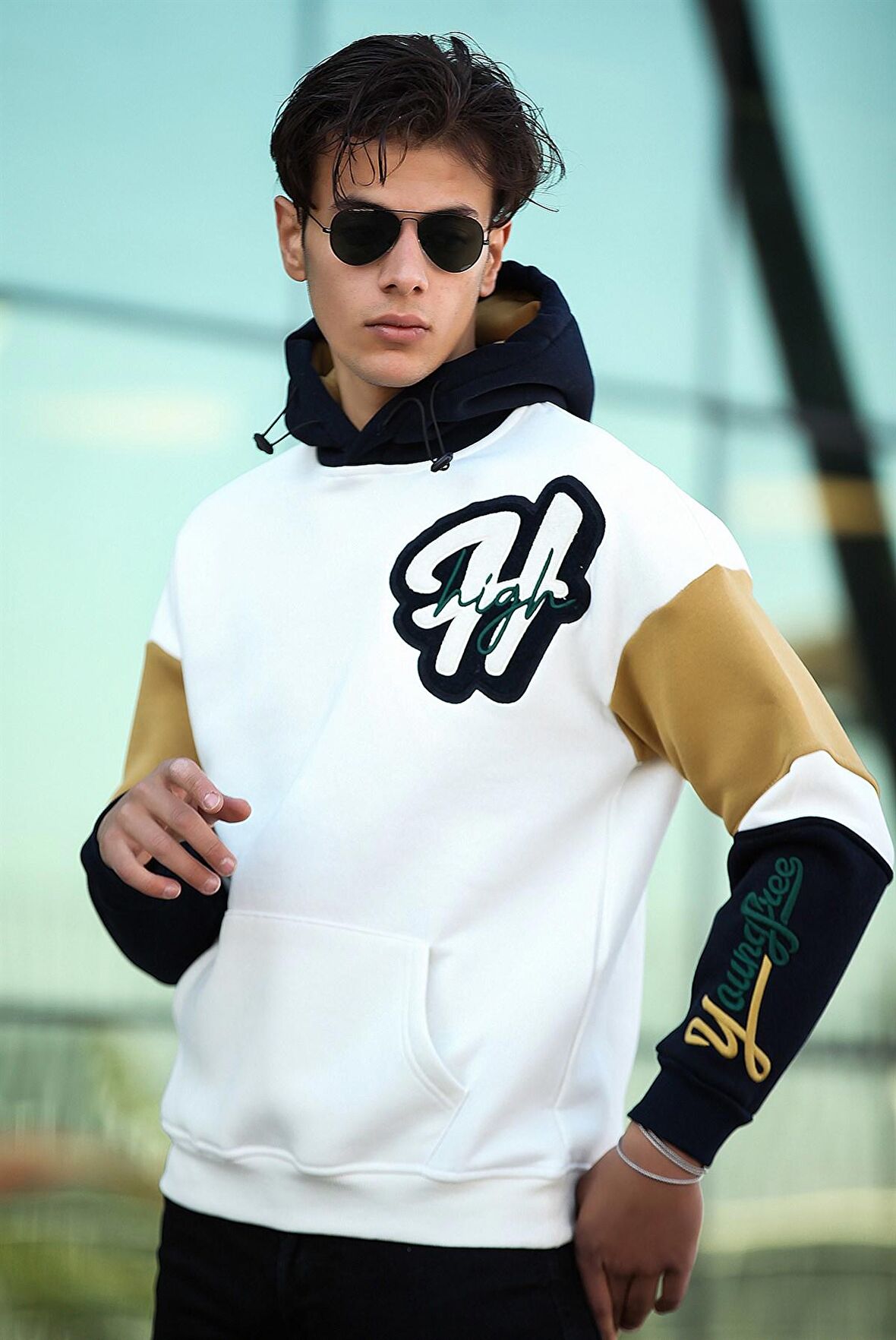 Miron High Nakışlı Oversize Sweatshirt - Beyaz