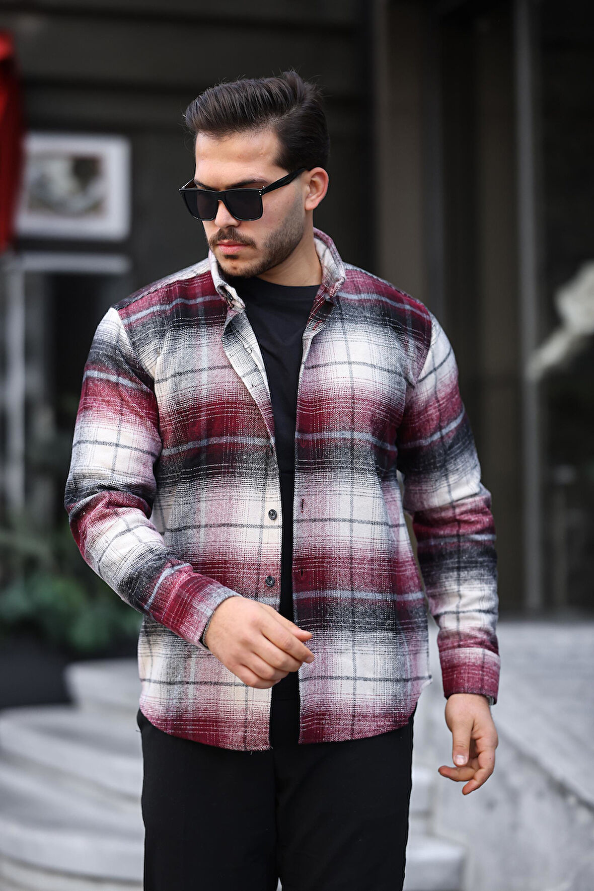 Miron Bordo Ekose Regular Fit Oduncu Gömleği- 2450