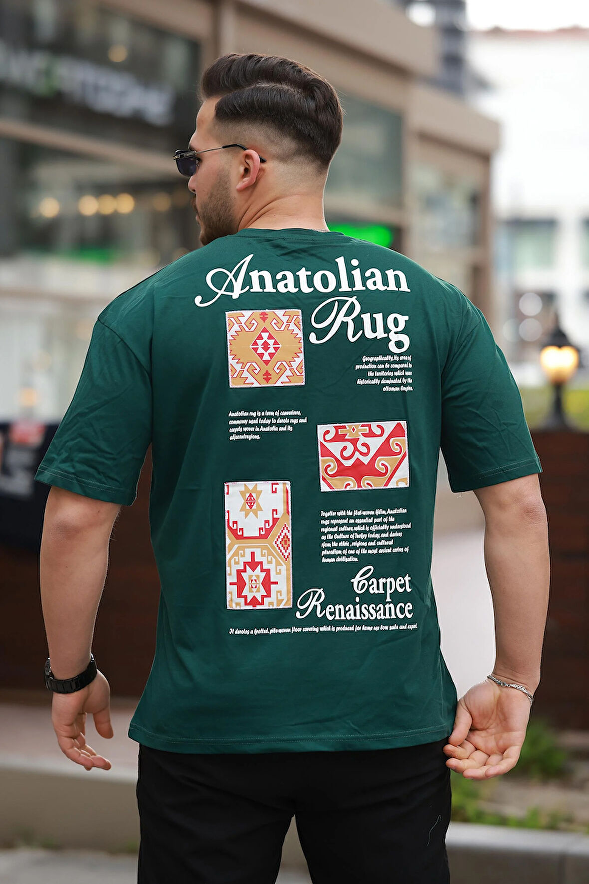 Miron Nefti Anatolian Rug Sırtı Baskı Detaylı Oversize Kısa Kollu Tişört- 2520