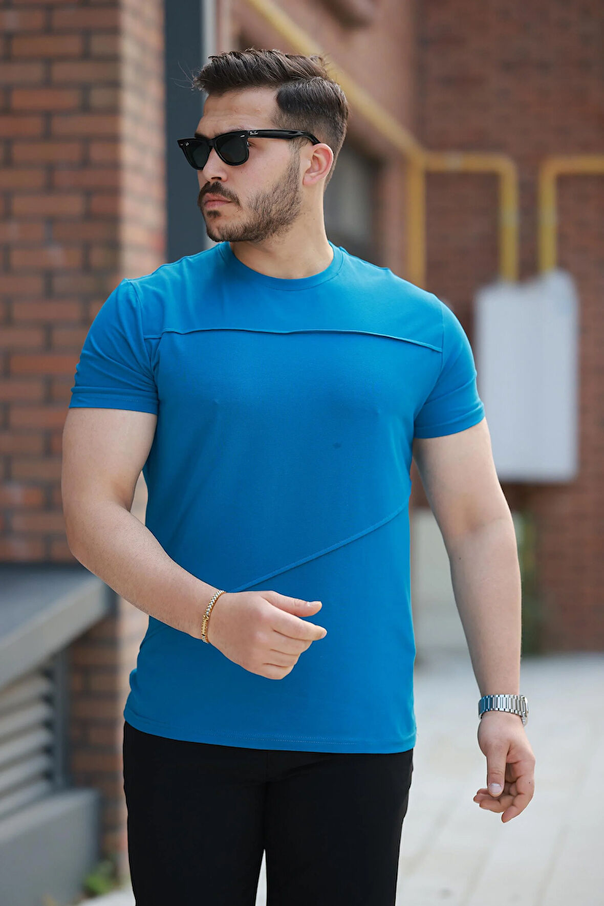 Miron Saks Parçalı Dikiş Detaylı Regular Fit Kısa Kollu Tişört -2523