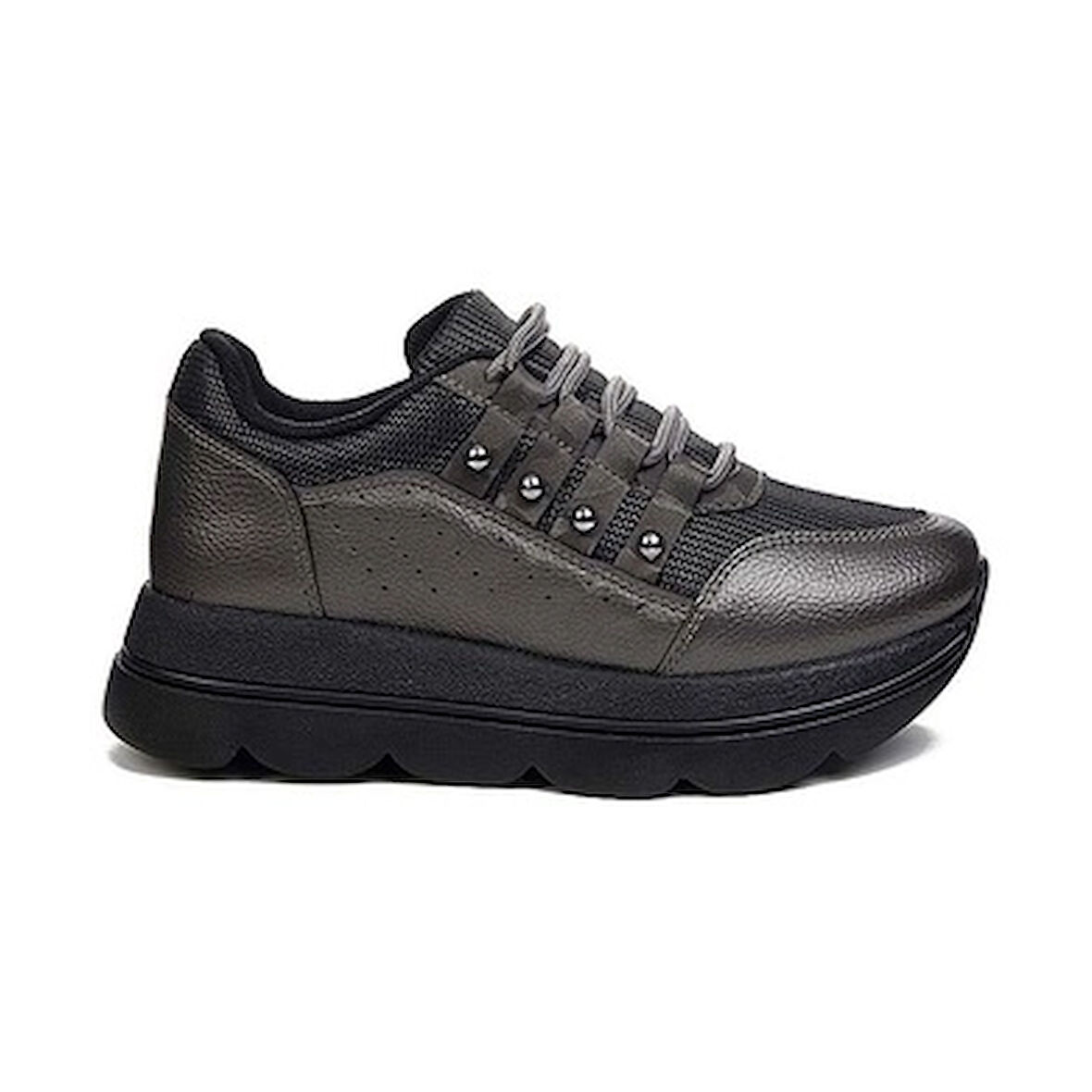 Mergenshoes Flt Kurşun Kalın Topuk Günlük Kadın Spor Ayakkabı