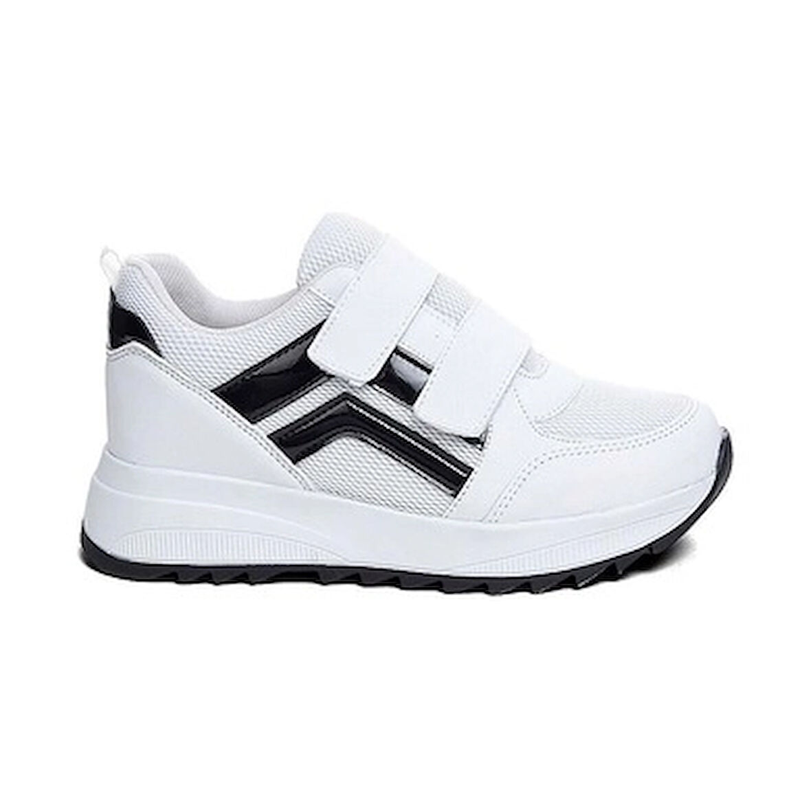 Mergenshoes Tmp Beyaz Siyah Cırtlı Günlük Kadın Spor Ayakkabı