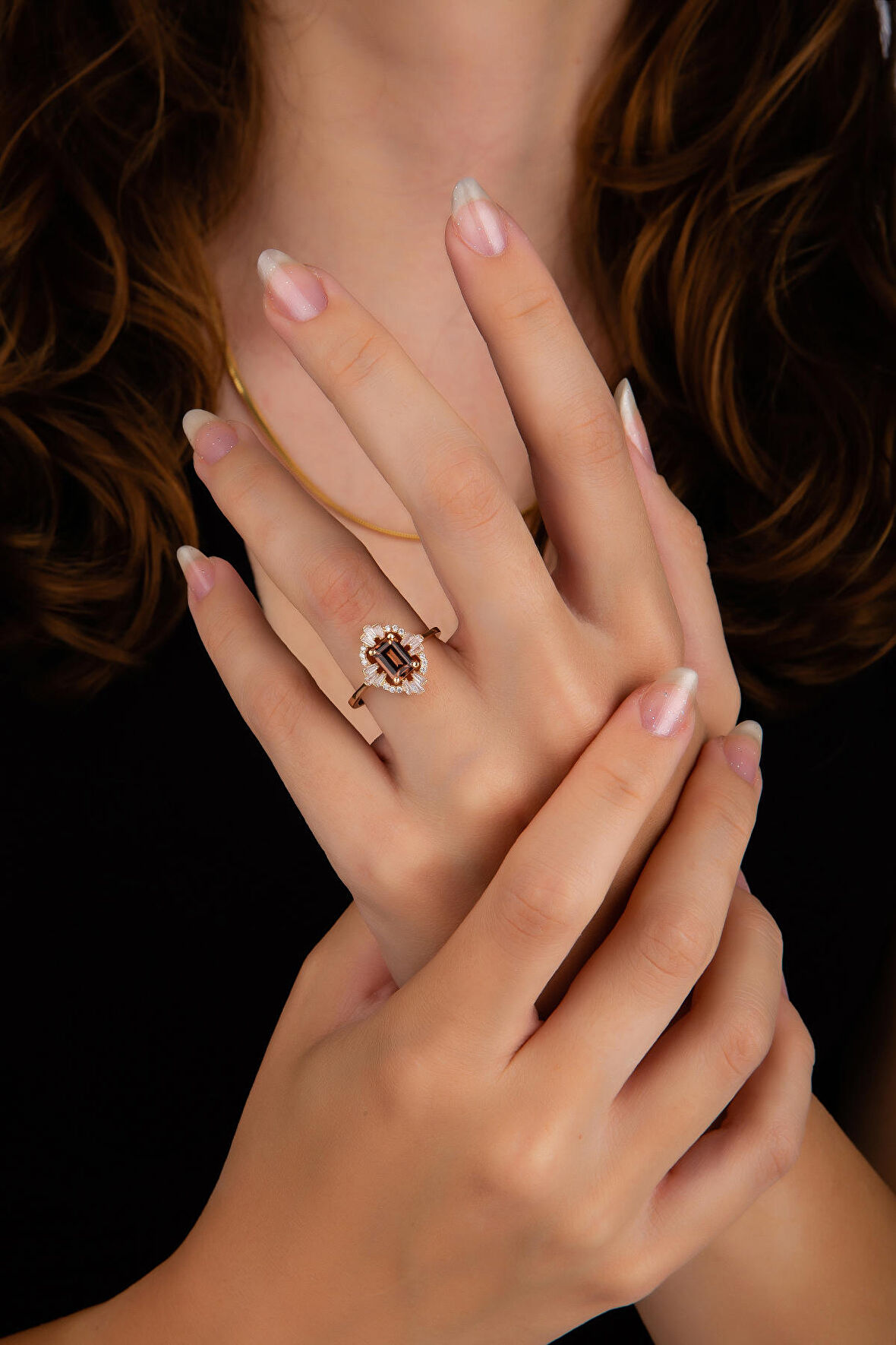 Rose Kahve Taşlı Yüzük