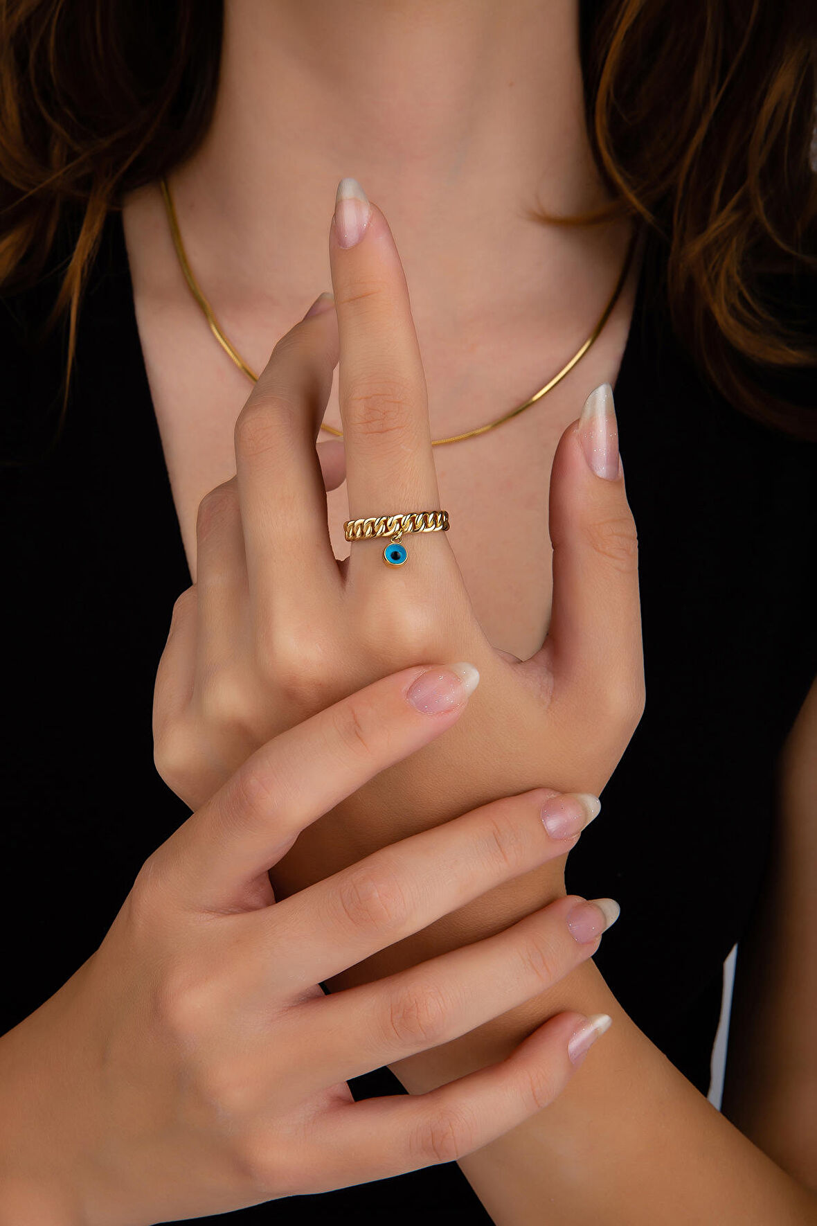 Mavi Sarkıtlı Zarif Yüzük