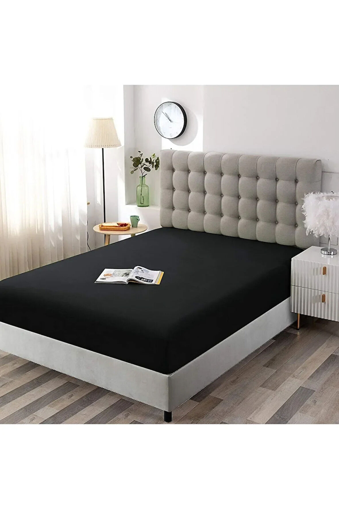 Siyah Renkli %100 Pamuklu Penye Kumaşından Tek/çift Kişilik Lastikli Çarşaf (4 Farklı Ebat)