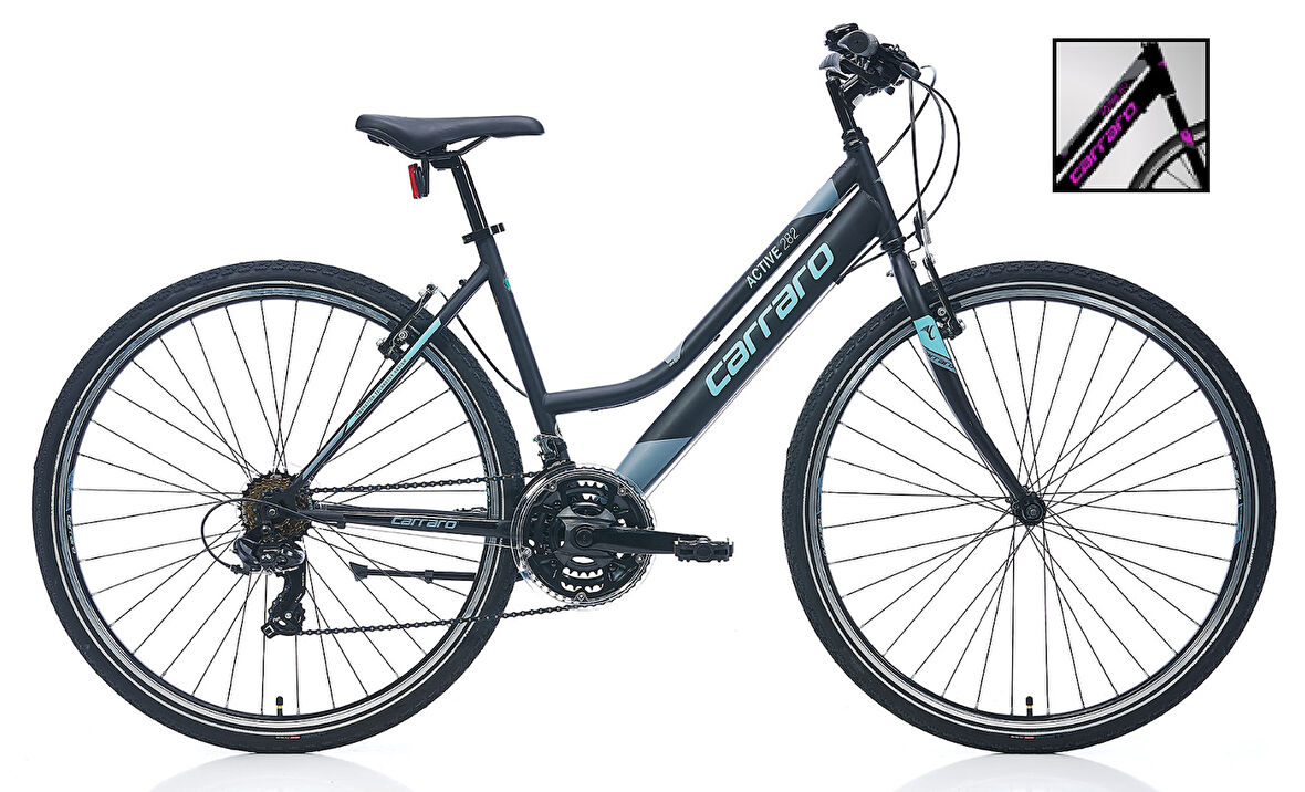 Carraro Active 282 28 Jant V-Fren Şehir Bisikleti 40cm (Mat Siyah Koyu Gri Mor)