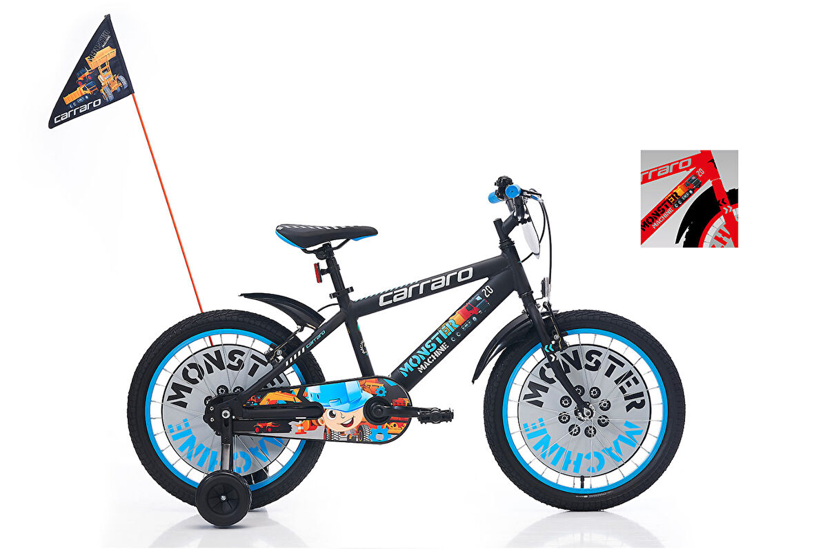 Carraro Monster 20 Jant V-Fren Çocuk Bisikleti (Kırmızı-Gri-Siyah)