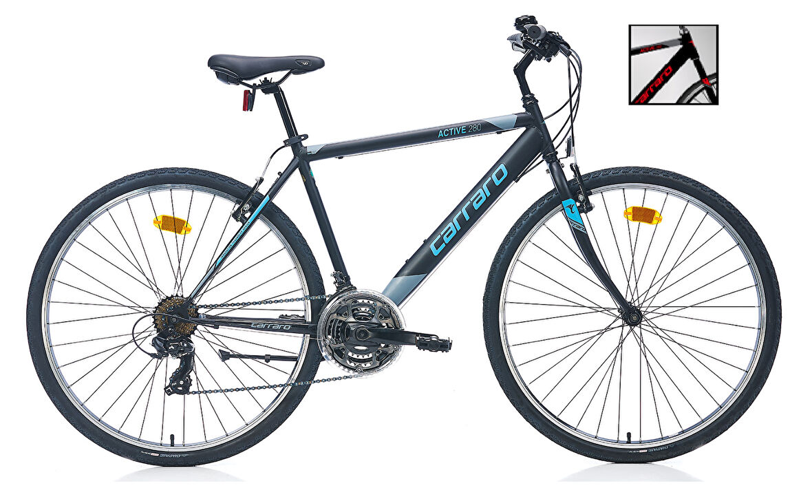Carraro Active 280 28 Jant V Fren Şehir Bisikleti 52cm (Mat Siyah-Koyu Gri-Kırmızı)