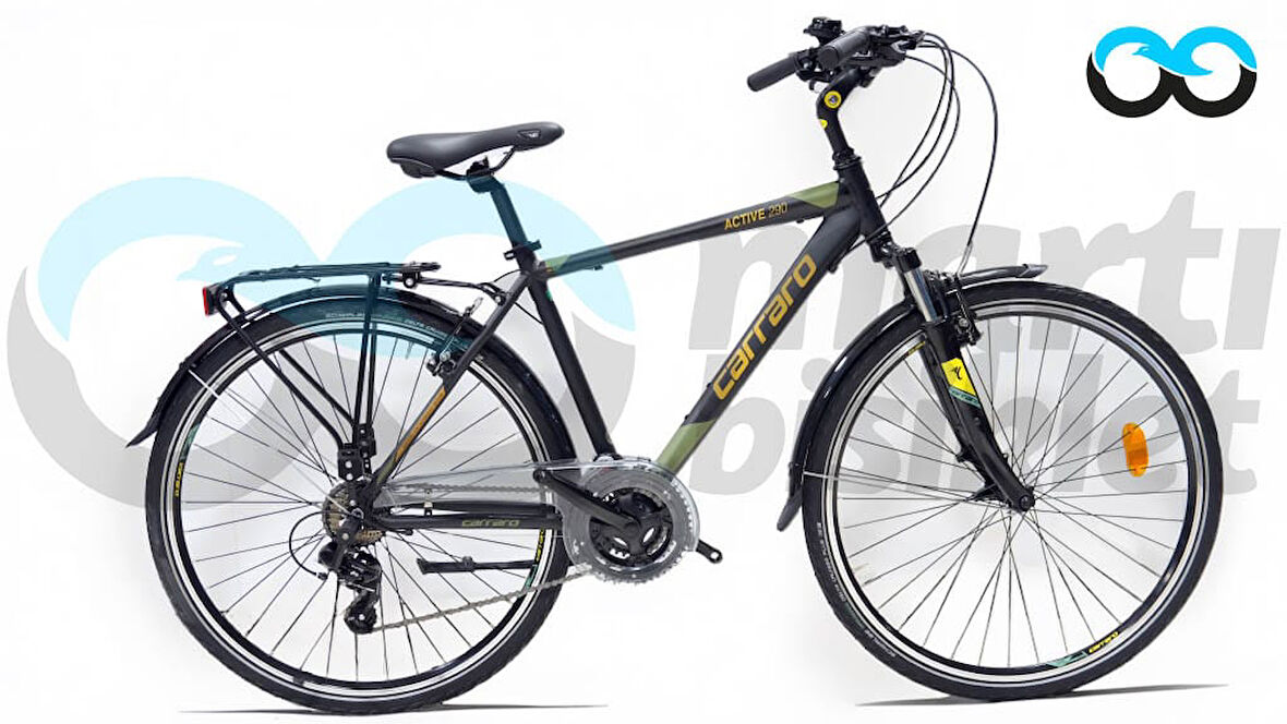 Carraro Active 290 City 28 Jant V Fren Şehir Bisikleti (Mat Siyah Sarı Yeşil)