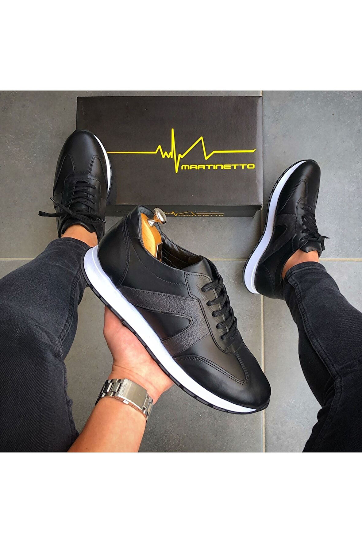 Hakiki Deri Siyah Günlük Erkek Ayakkabı