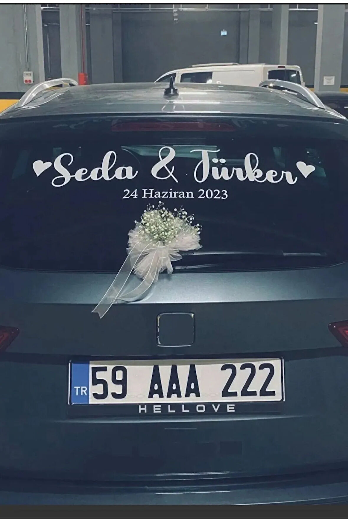 Gelin Arabası Sticker Süs Dekoratif Isim Ve Tarih Yazılı Özel Etiket
