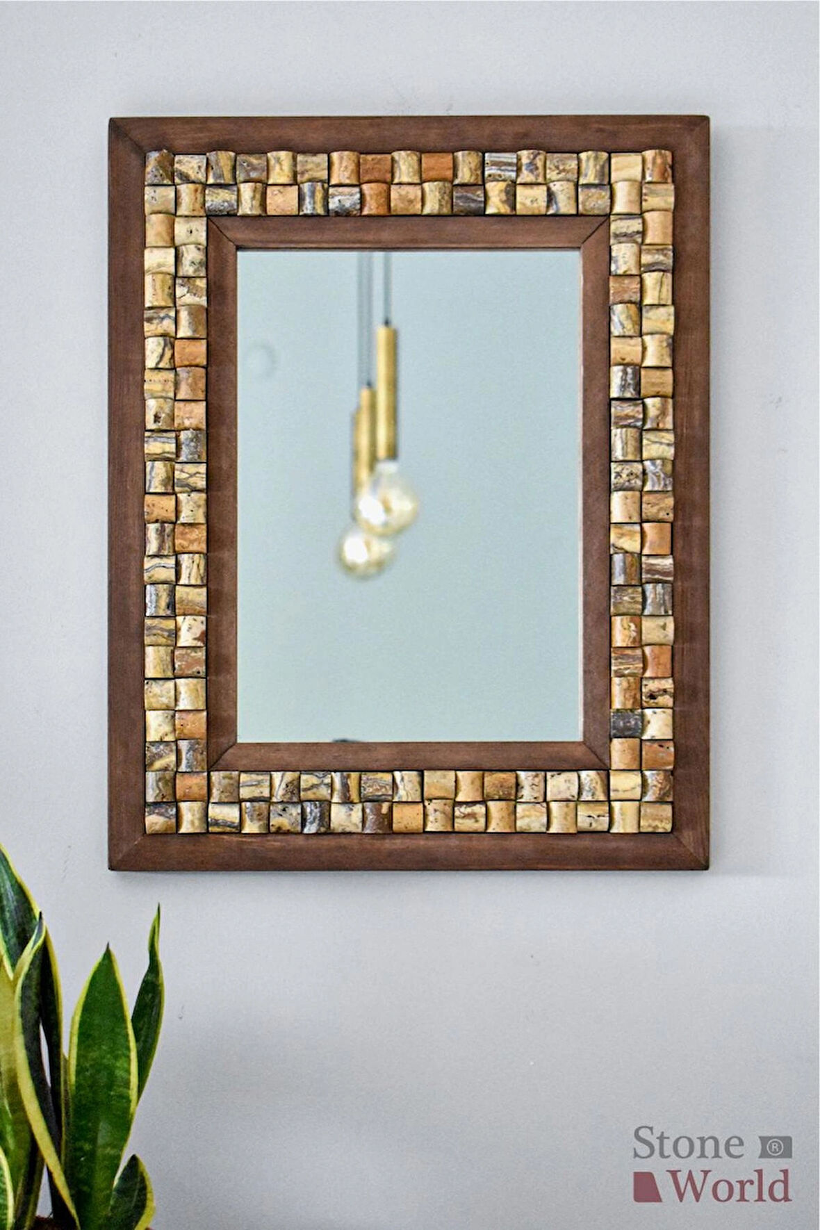 Wicker Mistik Traverten Dekoratif Ayna – 40×50 cm