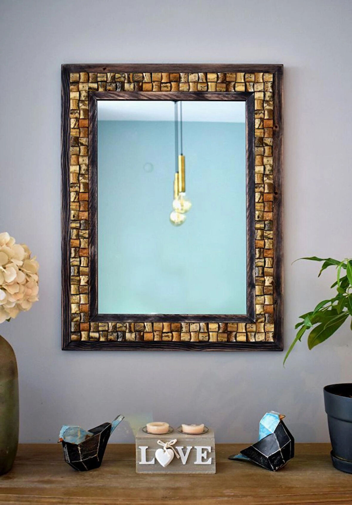 Wicker Mistik Traverten Dekoratif Ayna – 48×63 cm