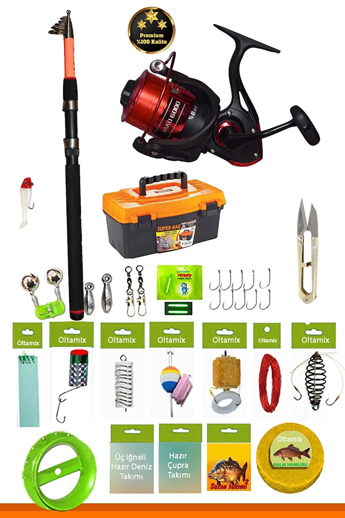 Profesyonel Deniz Ve Göl Olta Takımı Seti Hazır Olta Seti 300 Cm Kamış