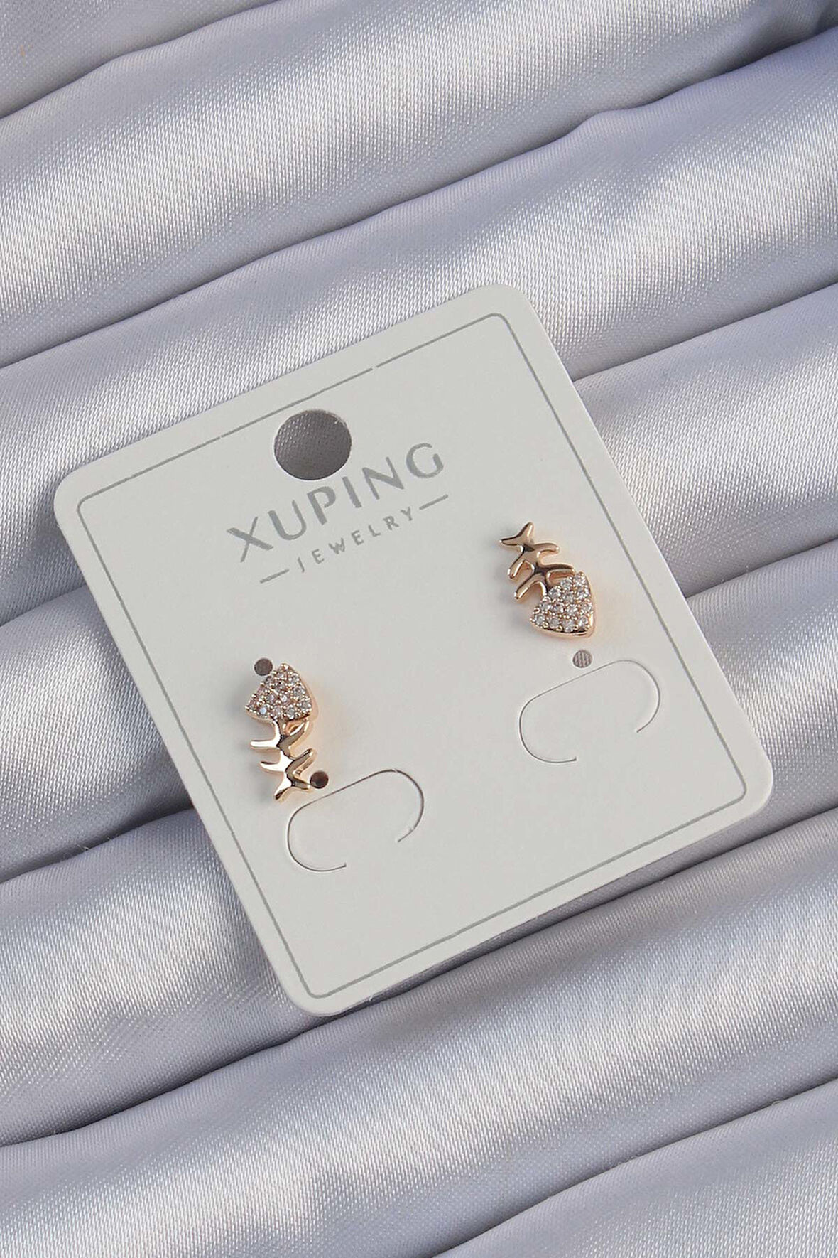 Marydien Xuping Rose Renk Zirkon Taşlı Balık Küpe