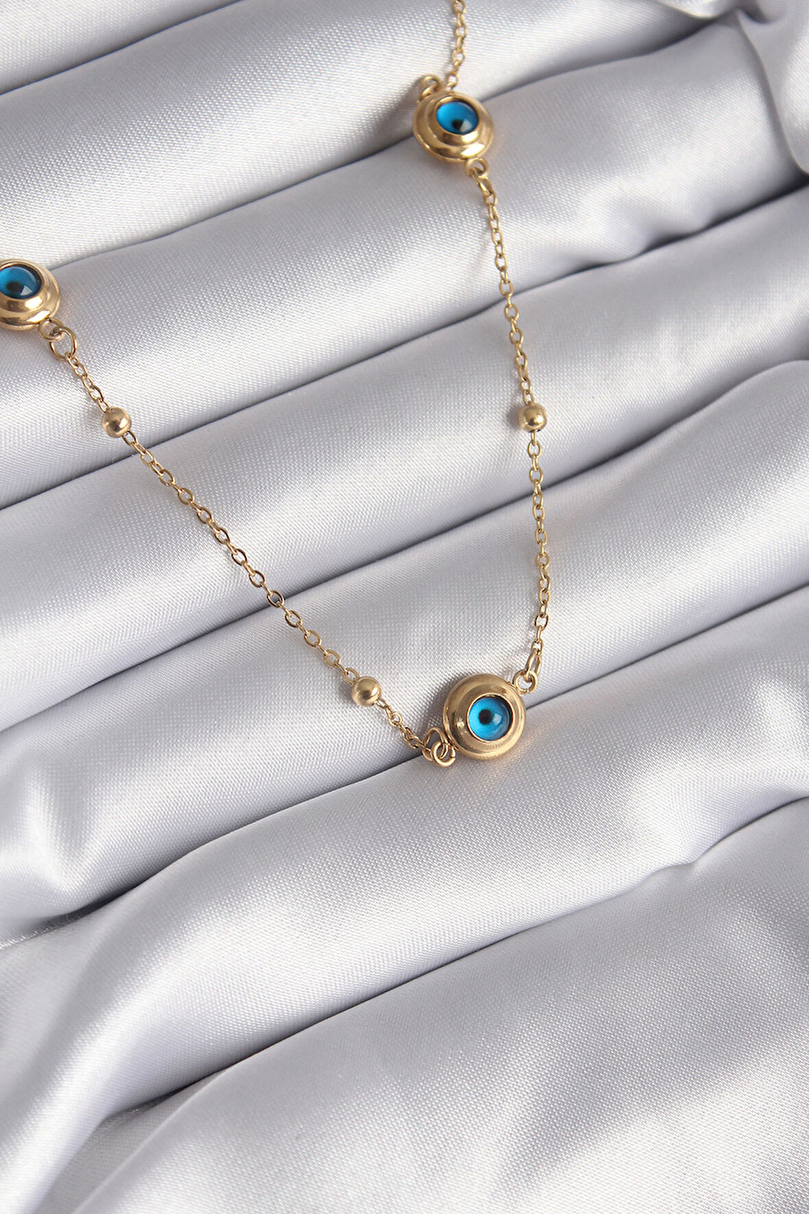 Marydien 316L Çelik Gold Renk Nazar Boncuk Model Kadın Kolye