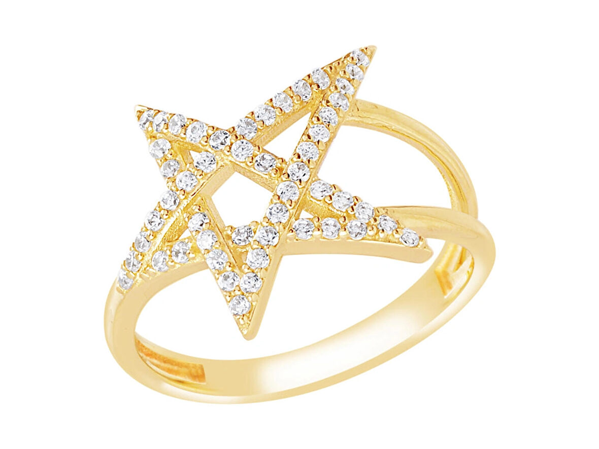 14 Ayar Sarı Altın Yıldız Figürlü Yüzük