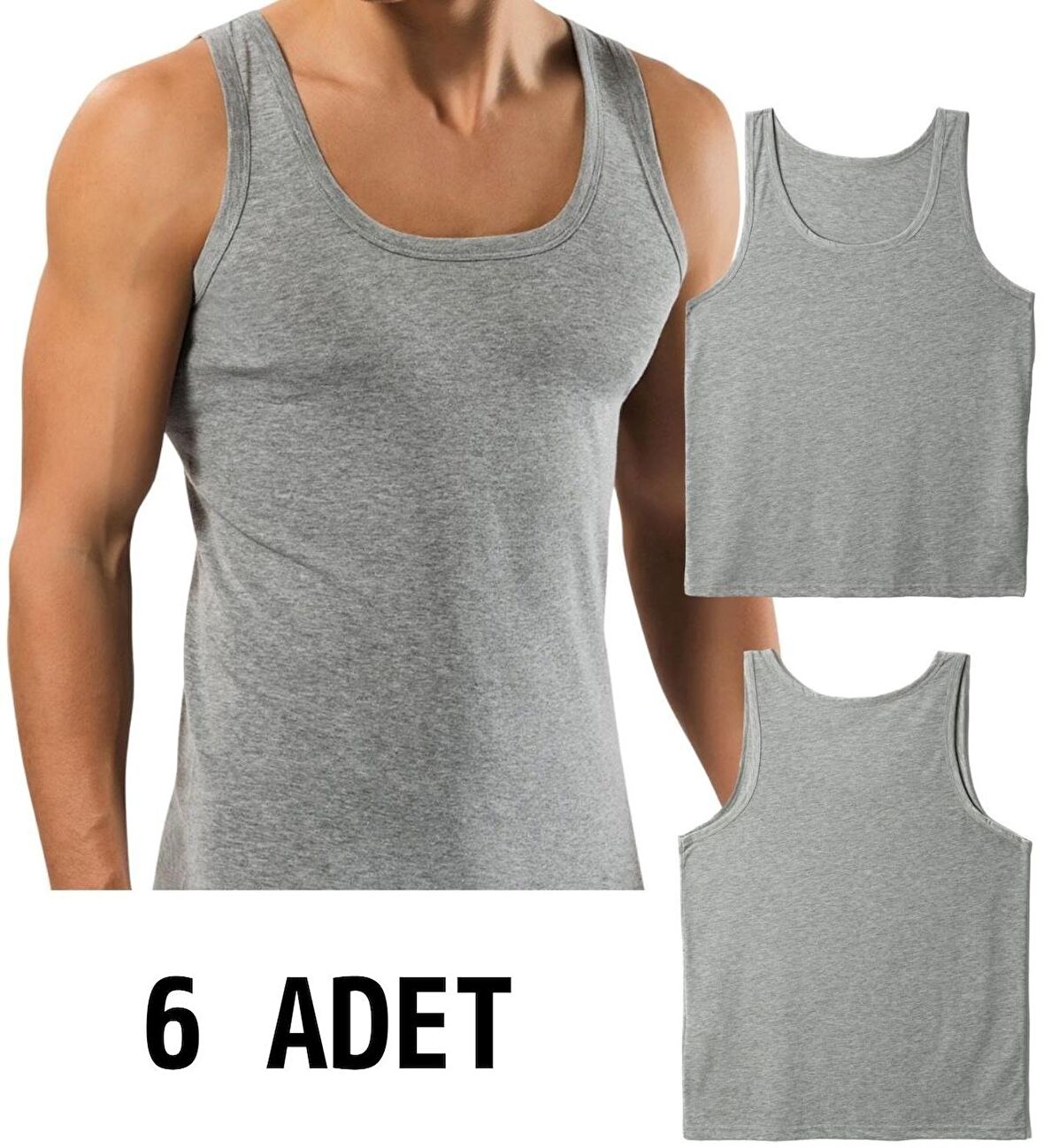 6 ADET ERKEK % 100 PAMUK ASKILI KLASİK ATLET