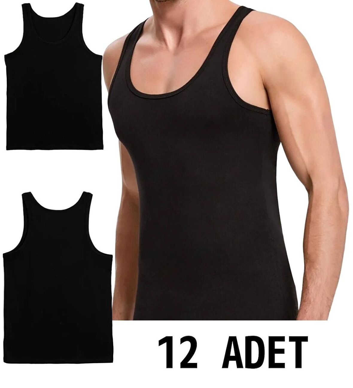 12 ADET ERKEK % 100 PAMUK ASKILI KLASİK ATLET