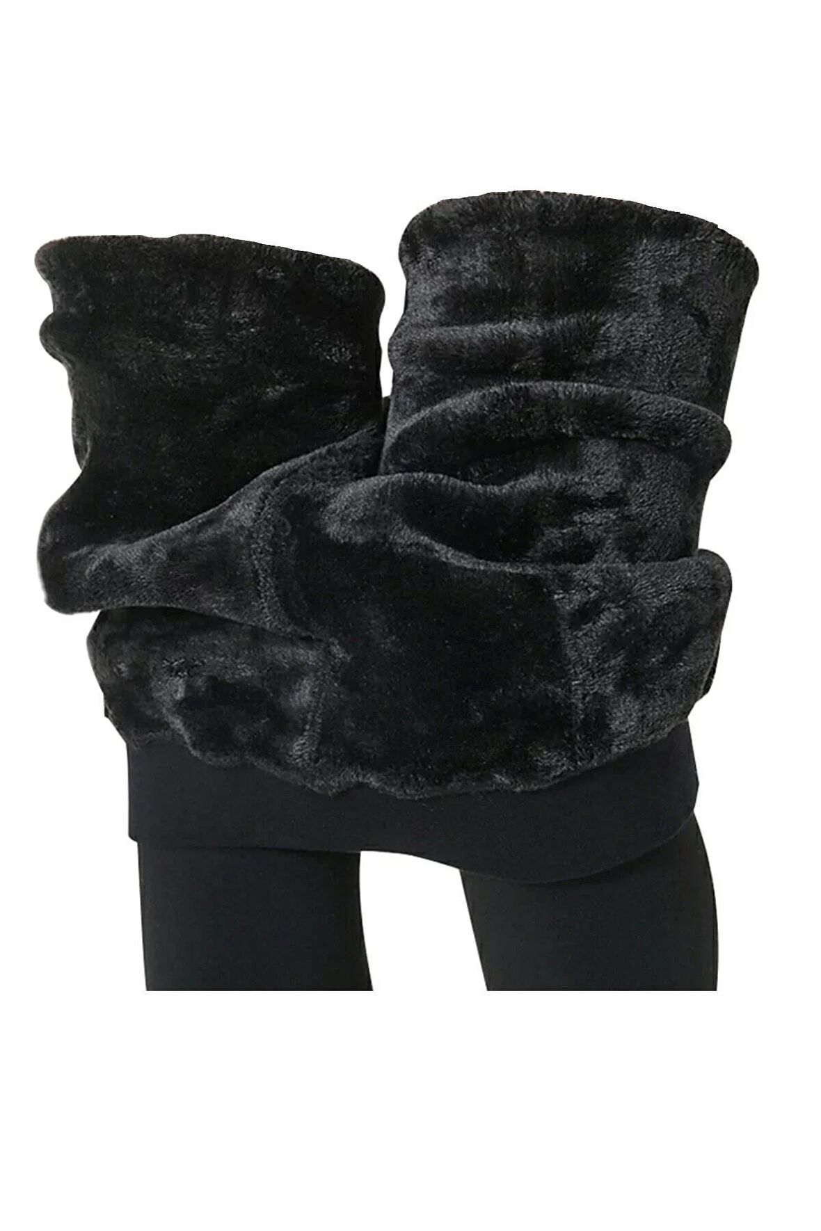Kadın Siyah Termal Tayt Kışlık Içi Peluş
