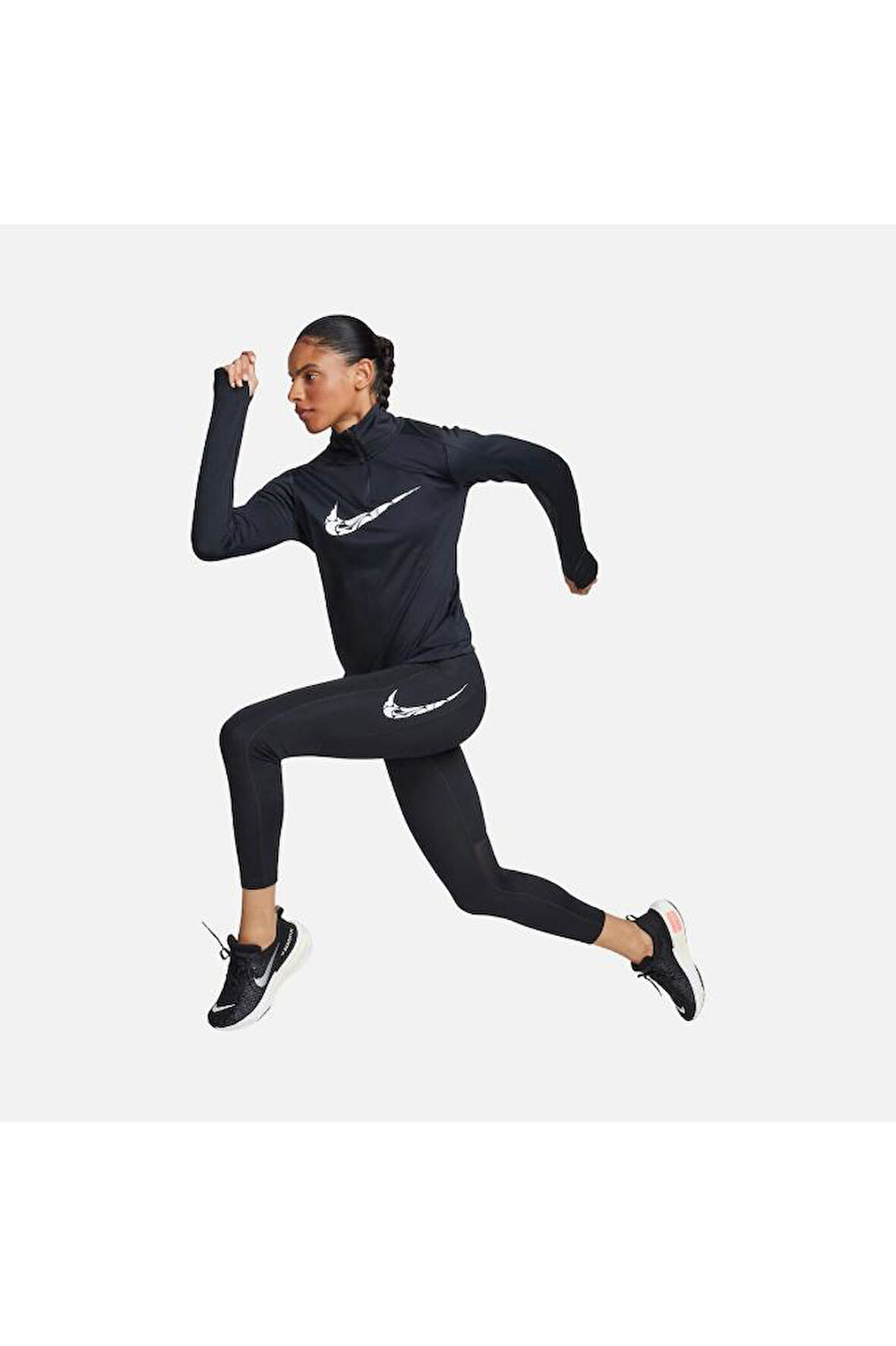 Dri-Fit Fast Printed Swoosh Logo HBR Mid-Rise 7/8 Running Kadın spor koşu Tayt