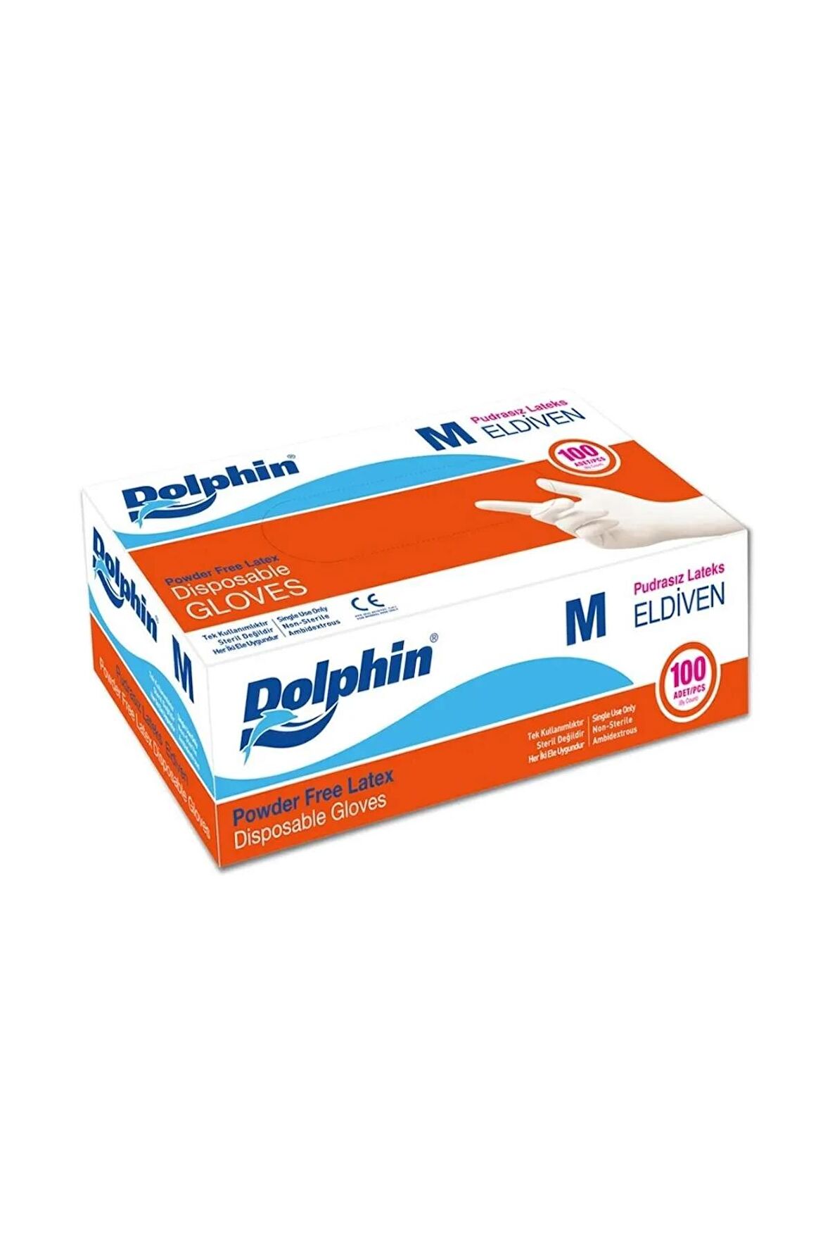 Dolphin Beyaz Lateks Eldiven Pudrasız (M) 100 lü Paket