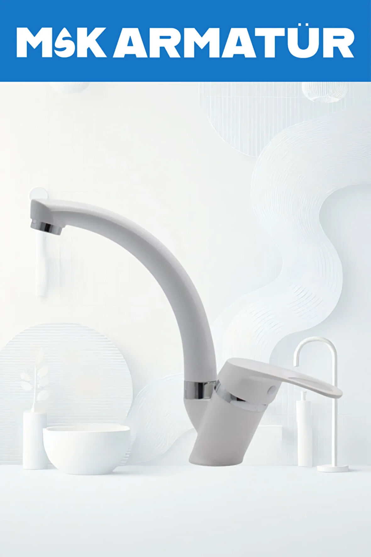 BEYAZ KROM MİX EVİYE BATARYASI ÇEŞMESİ