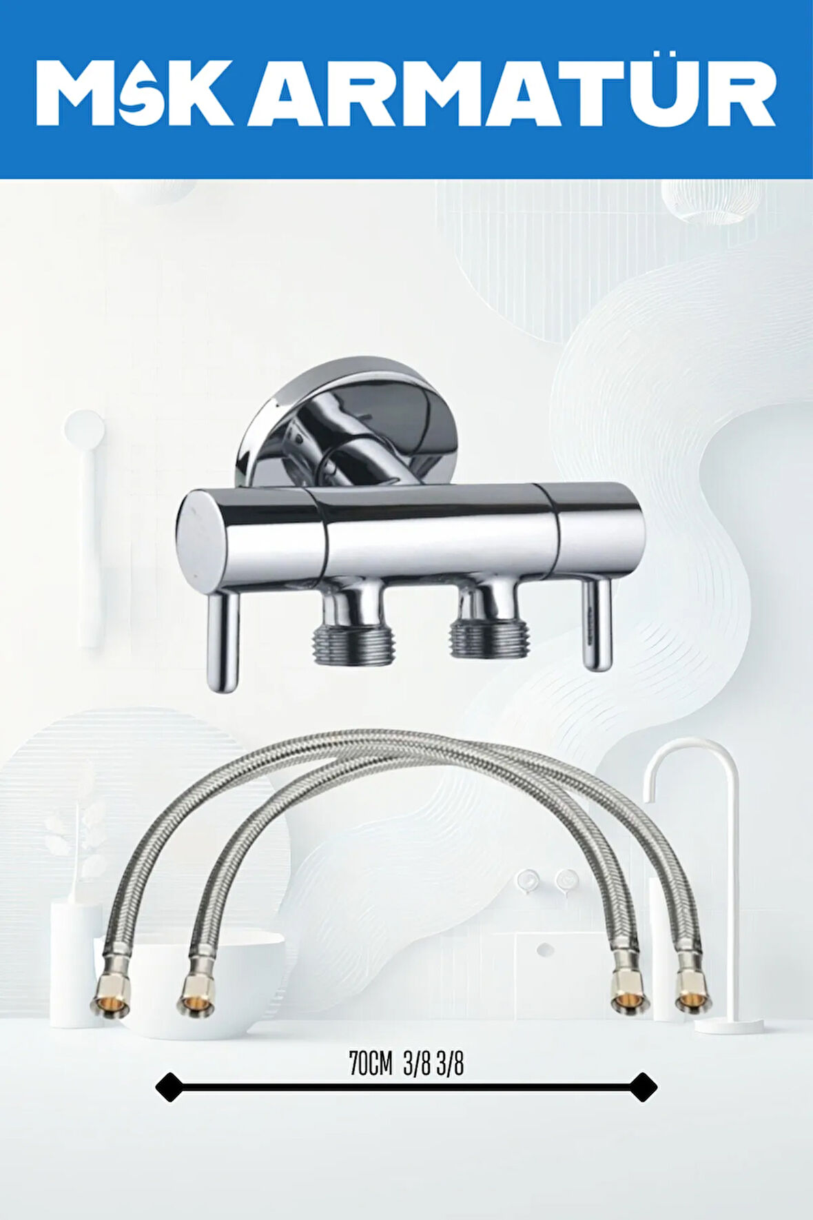 KROM ÇİFLİ TAHARET MUSLUĞU 70 CM FLEX SET