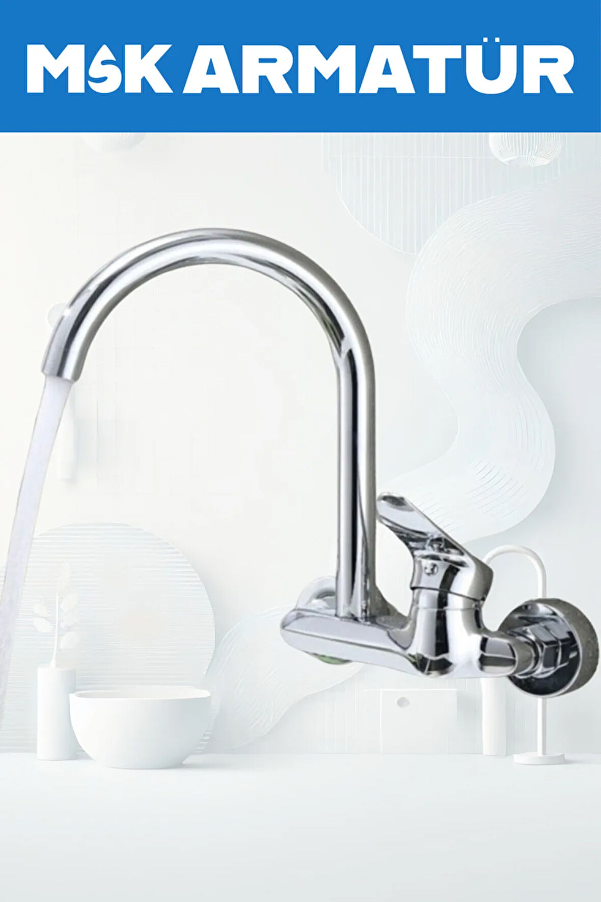 KROM DUVARDAN BASTON EVİYE LAVABO BATARYASI