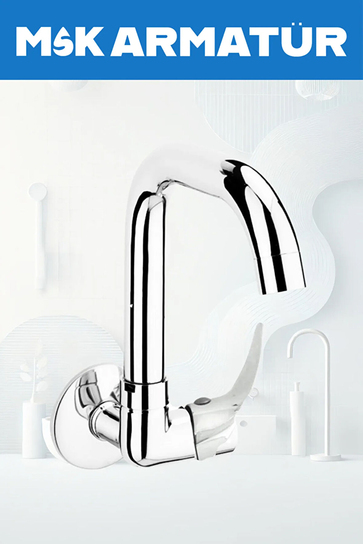 DUVARDAN TEK SU ÇIKIŞLI KÖŞE BORULU EVİYE LAVABO BATARYASI ÇEŞMESİ