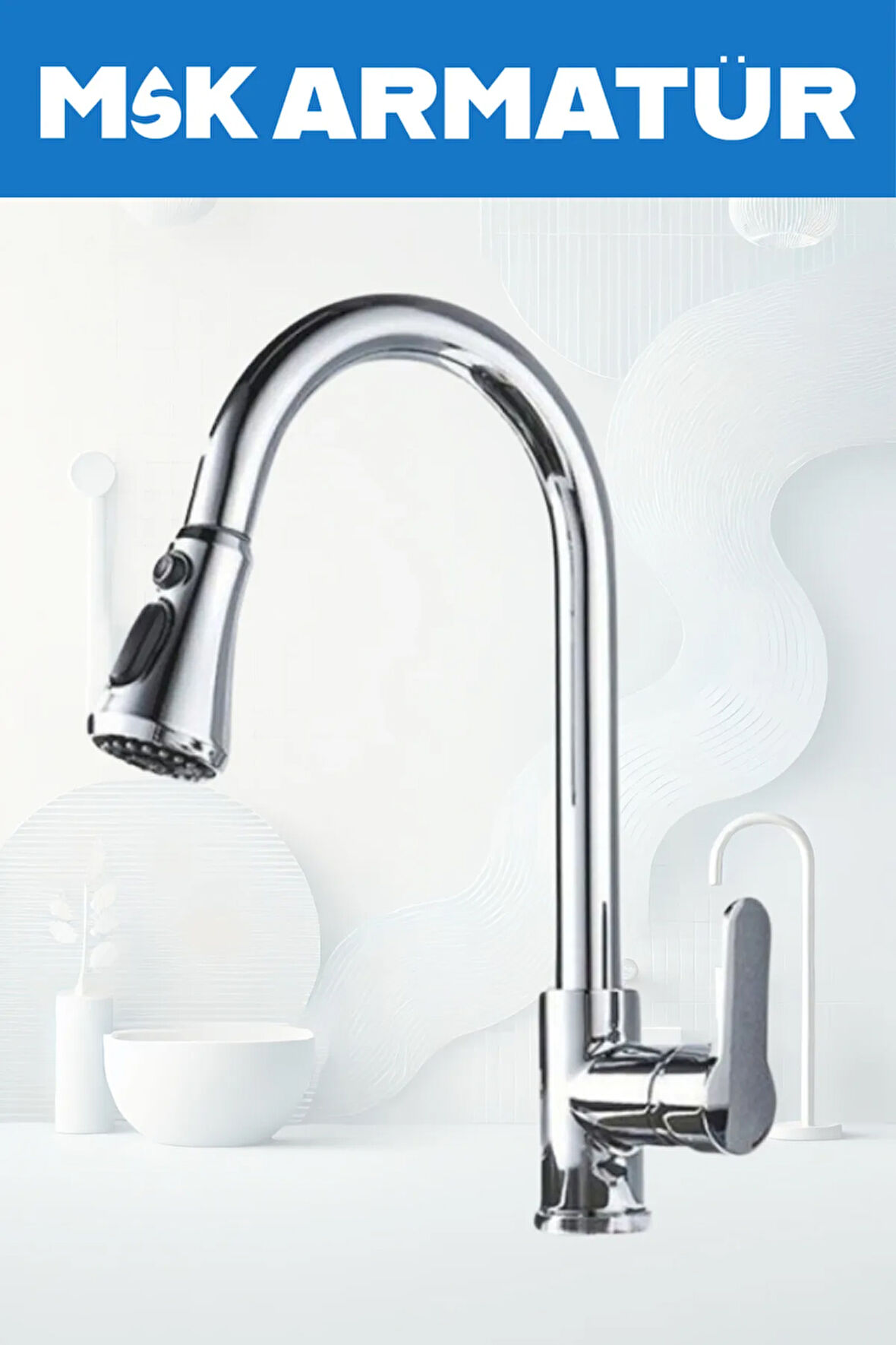 KROM SPİRELLİ LÜX EVİYE BATRYASI ÇEŞMESİ