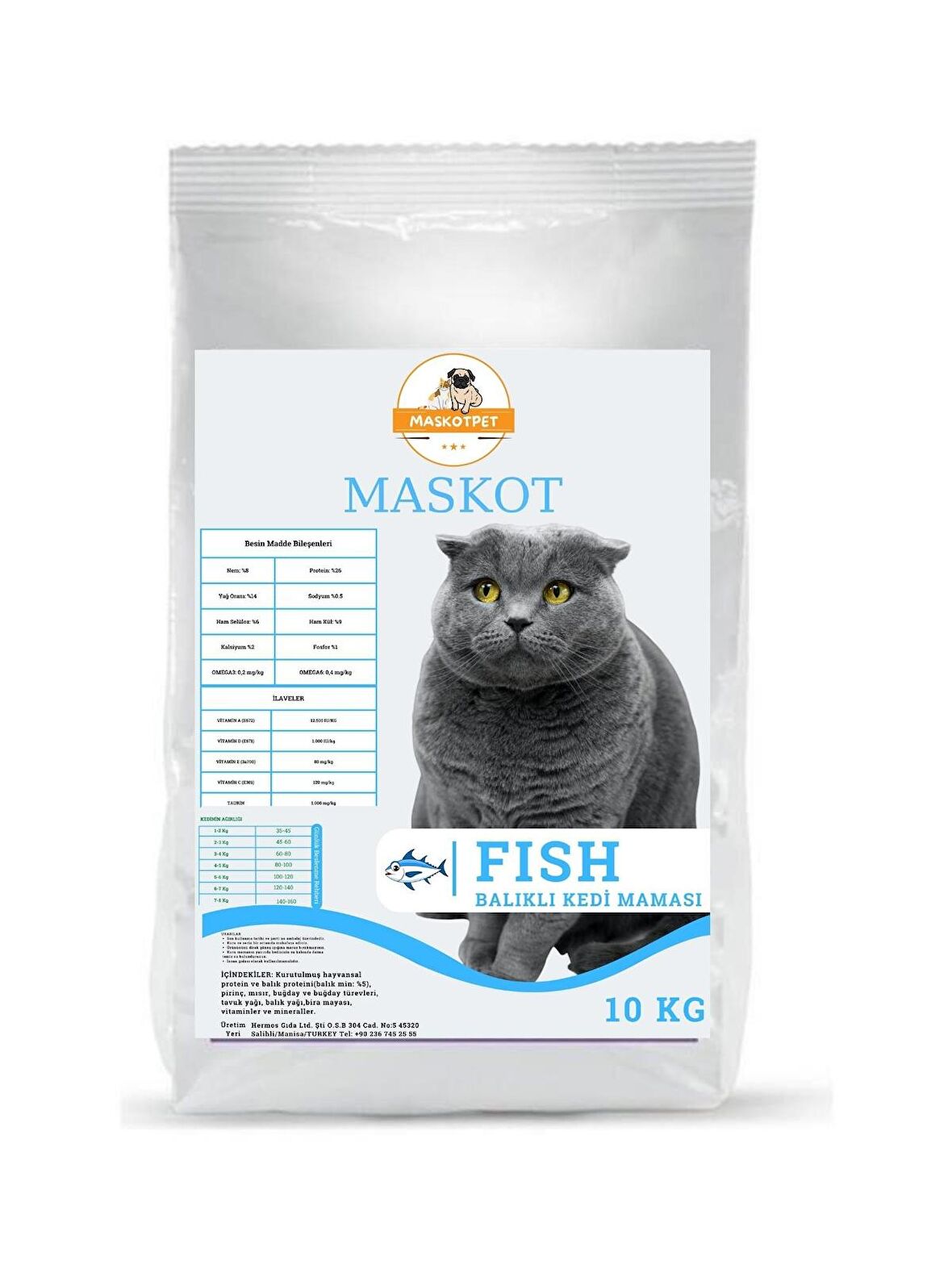 Maskot Balıklı Yetişkin Kedi Maması 10 kg