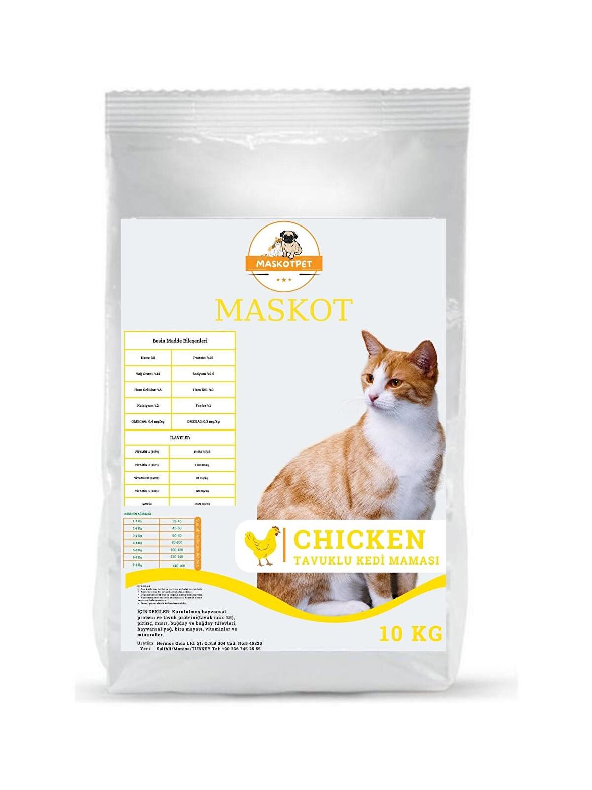 Maskot Tavuklu Yetişkin Kedi Maması 10 KG