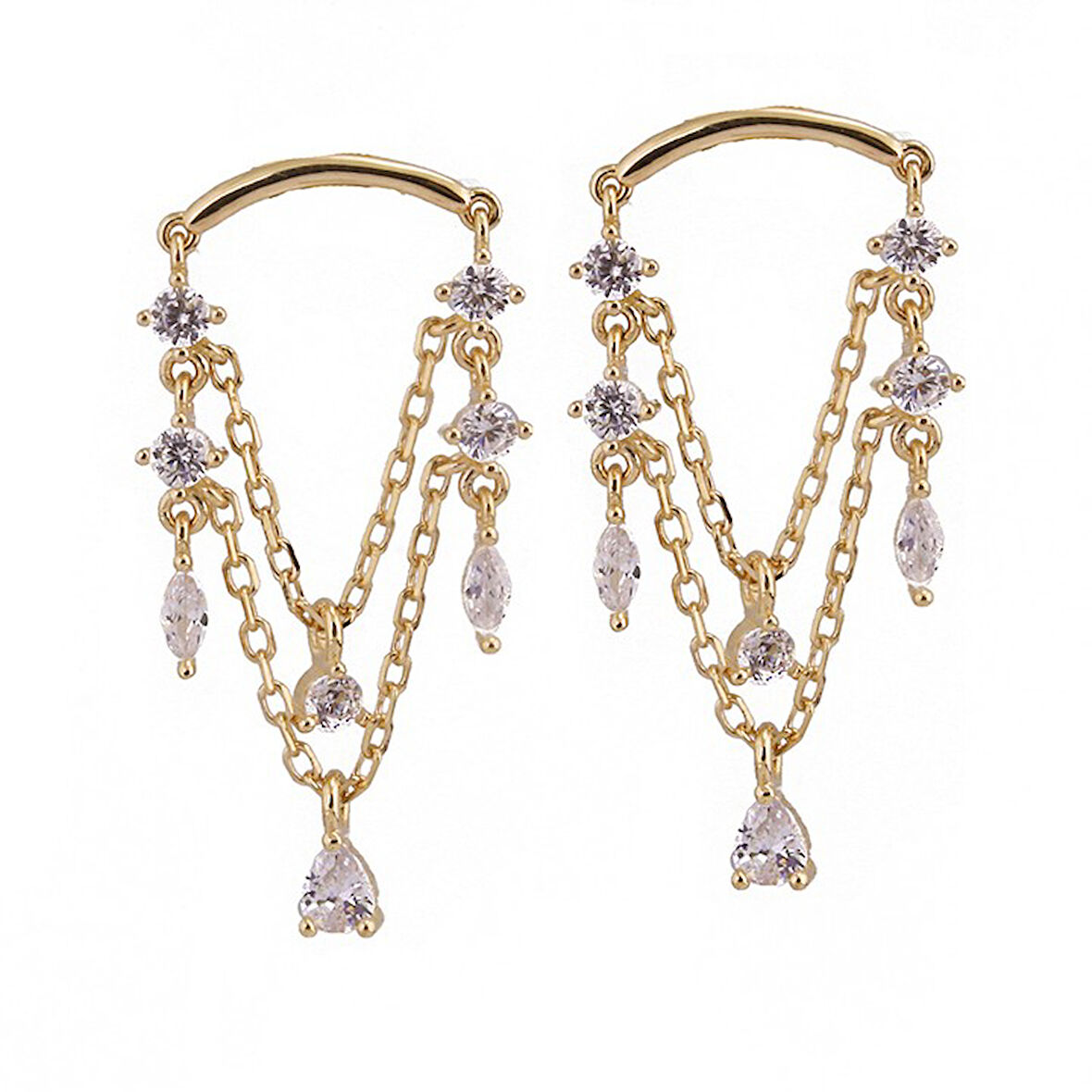 Masaliko Sallantılı İtalyan Gümüş Küpe Ms2544, 925 Ayar Gümüş Küpe, Altın Kaplama