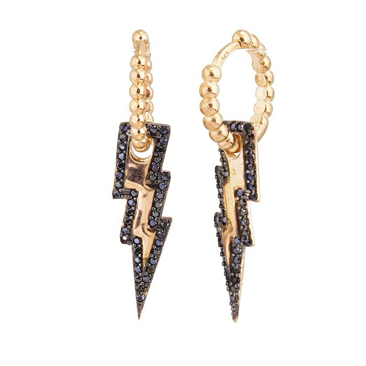 Masaliko Şimşek Gümüş Küpe KP2342, 925 Ayar Gümüş Küpe, Altın Kaplama, Zirkon Taşlı