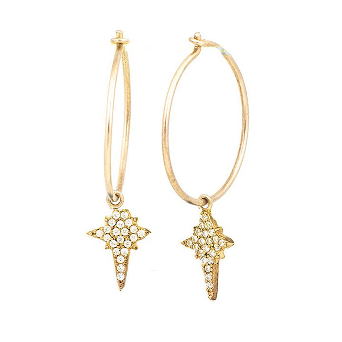 Masaliko Kutup Yıldızı Gümüş Küpe SB923, 925 Ayar Kadın Gümüş Küpe, Altın Kaplama