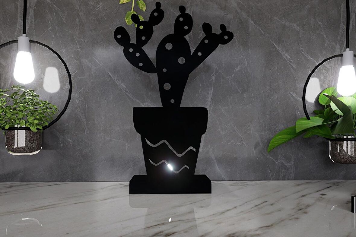 M&C Concept Flower Model - 3 Tekli Metal Mumluk - Siyah