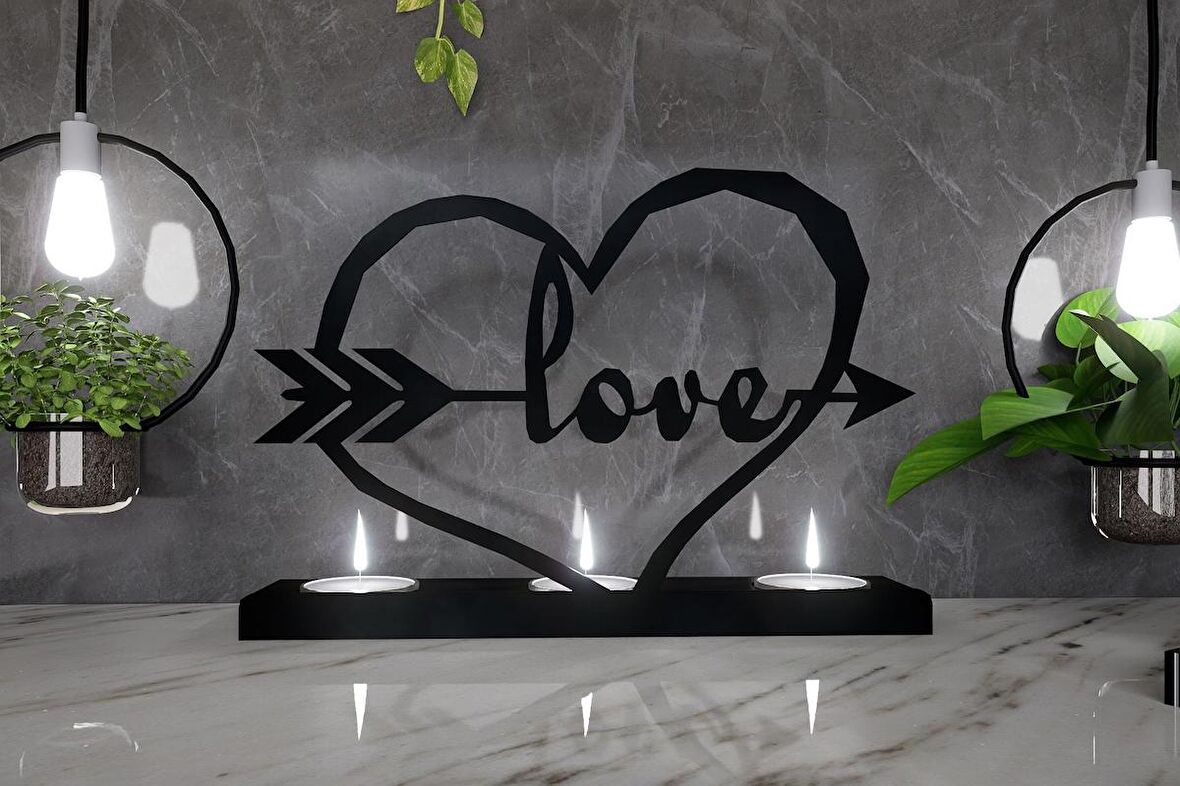 M&C Concept Love Model-2 3'lü Metal Mumluk - Siyah