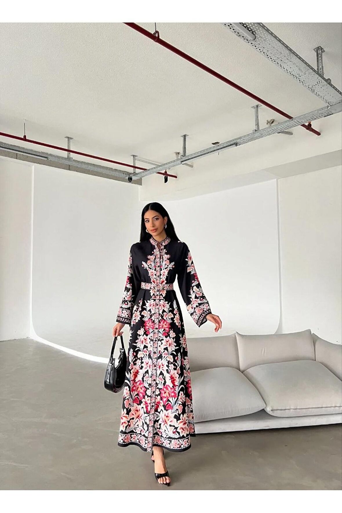 Atlas Kumaş Elbise (KEMER DAHİLDİR)-siyah-4235