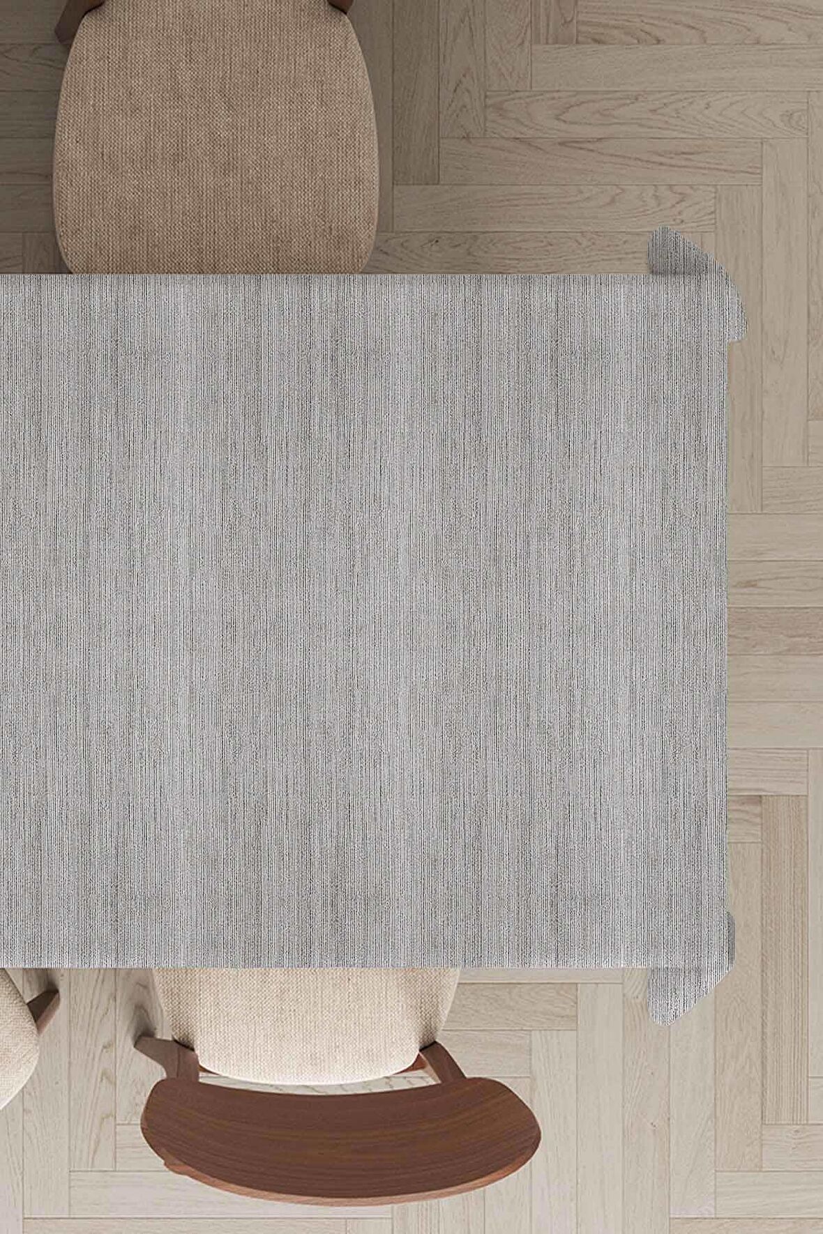 Gri Sade Premium Dokuma Leke Tutmaz Masa Örtüsü MSO090