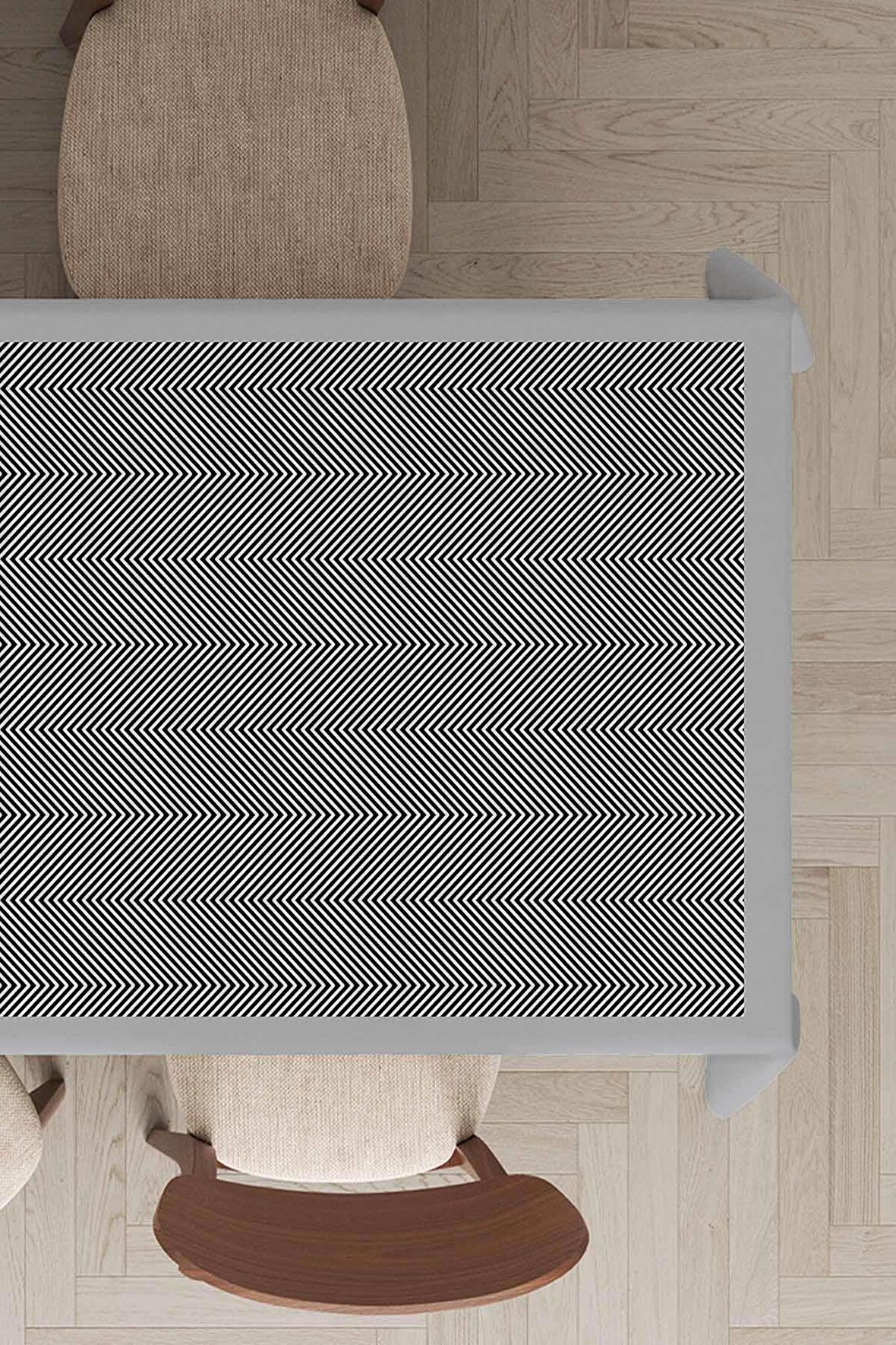 Gri Çerçeveli Dokuma Leke Tutmaz Masa Örtüsü MSO351