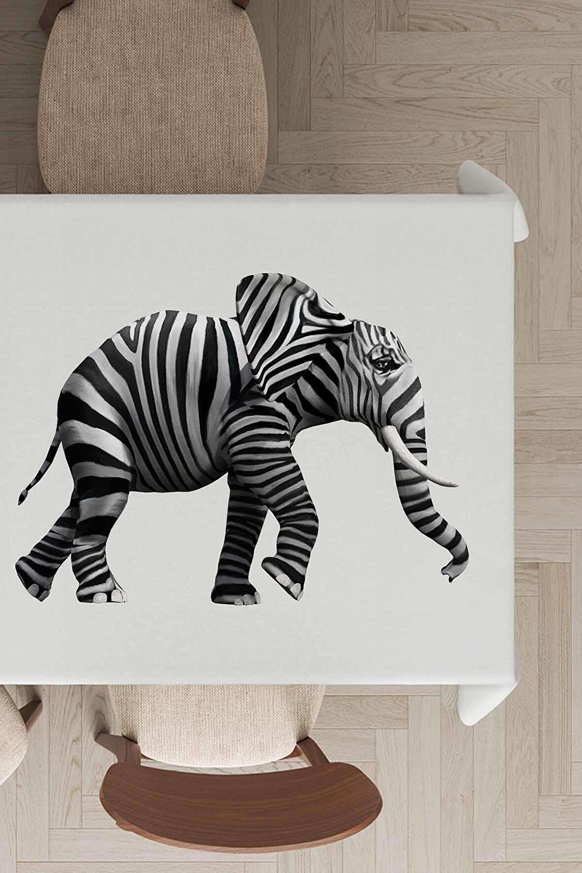 Ekru Filli Premium Dokuma Leke Tutmaz Masa Örtüsü MSO446