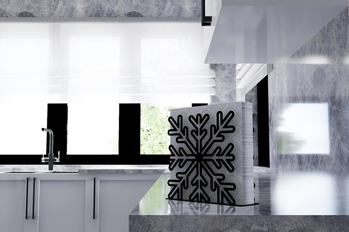 M&C Concept Kar Tanesi Metal Desenli Peçetelik - Siyah