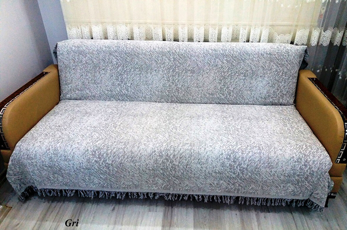 Pamuklu Kaymaz Ebruli Koltuk-Çekyat Örtüsü (13 RENK)-Gri