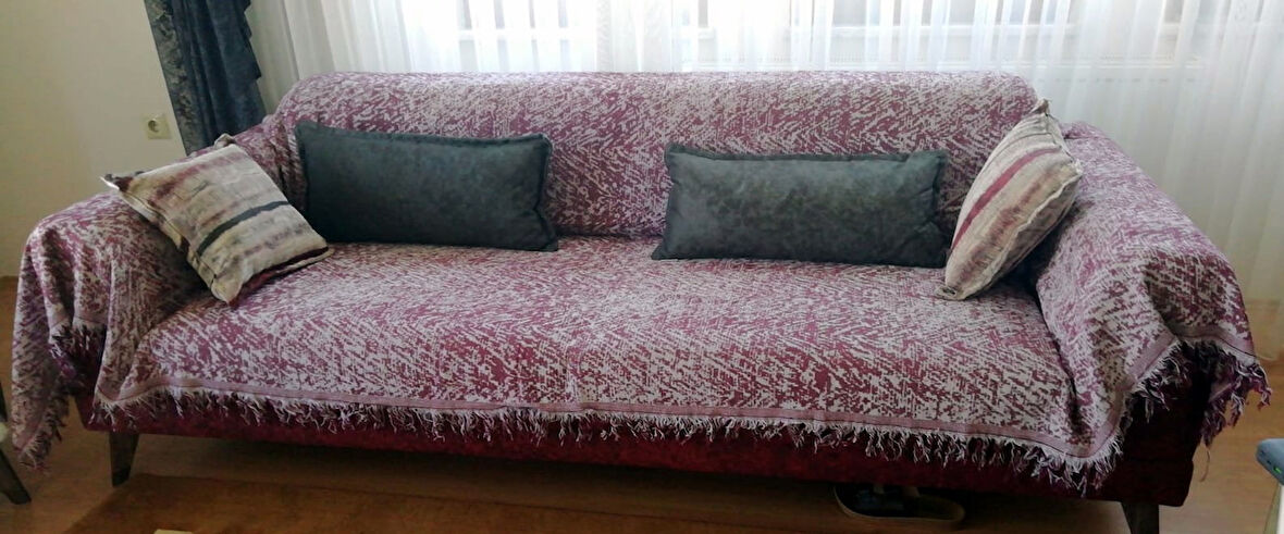 Pamuklu Kaymaz Ebruli Maxi Koltuk-Çekyat Örtüsü (SEÇENEKLİ)