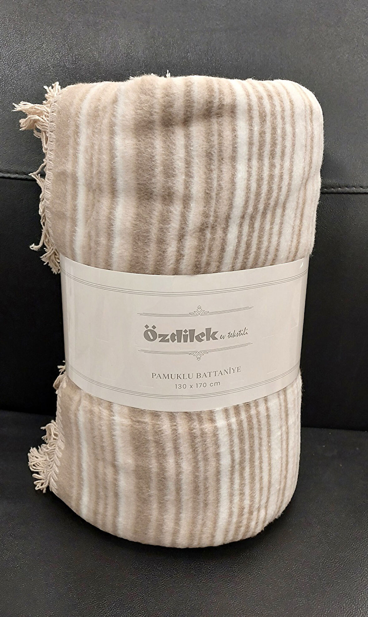 Özdilek Pamuklu Dizüstü Tv Battaniye (130x170)-Striped Bej