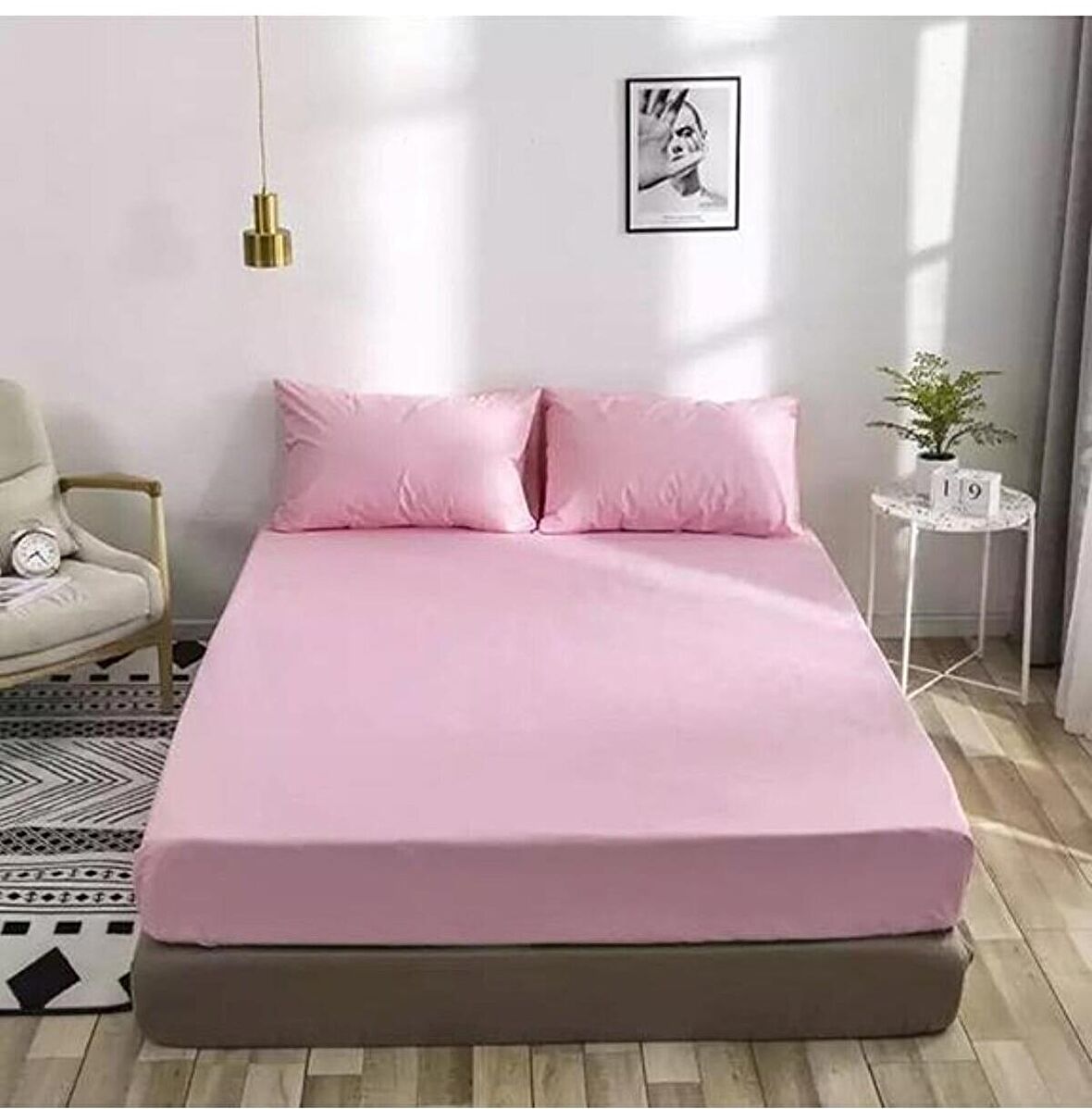 Özlü Fitted Lastikli Tek Kişilik Çarşaf Seti (100x200)-Pudra